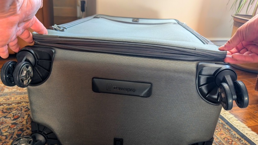 a flared expansion pouch gives the travelpro about an extra two...