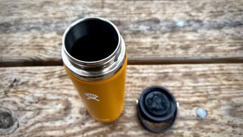 the hydro flask wide mouth features a variety of lids to swap...
