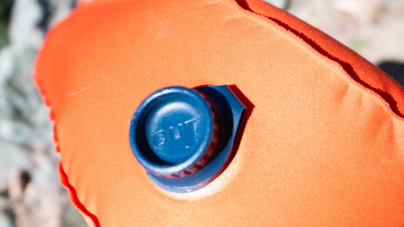 the deflation valve, labeled "out"