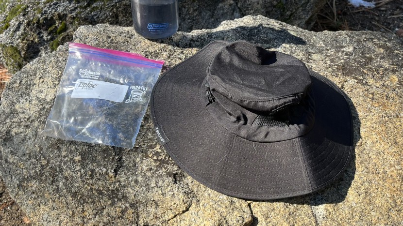 the brim shows some creases after being folded down.