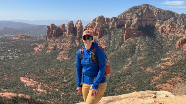 our author exploring her backyard.