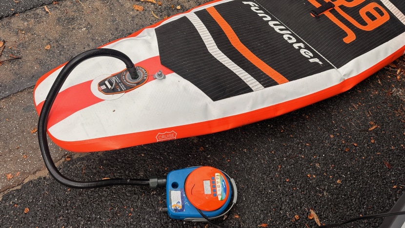 paddle board - electric pumps can save time (and your arms!) when inflating.