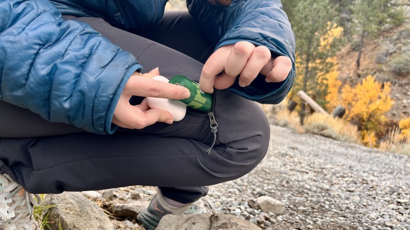 we were able to fit our phone and laughably large keys in the front...