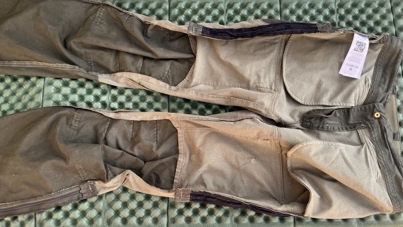 here are the keb trousers flipped inside out. as you can see, there...