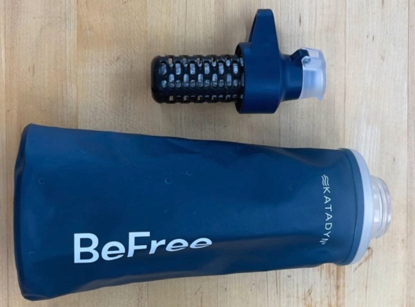 backpacking water filter - the befree uses a unique filter that can "self swish" clean.