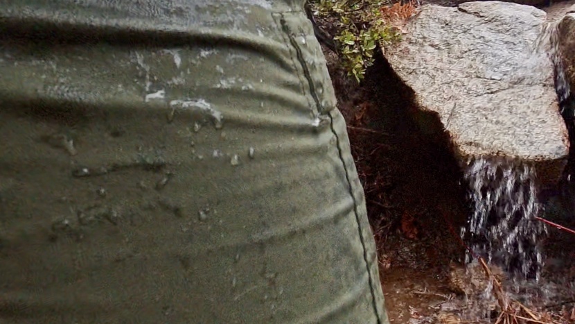 water beads up on these pants, but the water resistance doesn't last...