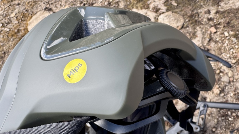 mountain bike helmet - the adjustment dial is tucked up inside the helmet.