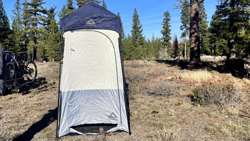 the caddis shower tent rapidly deploys and is packed with features...