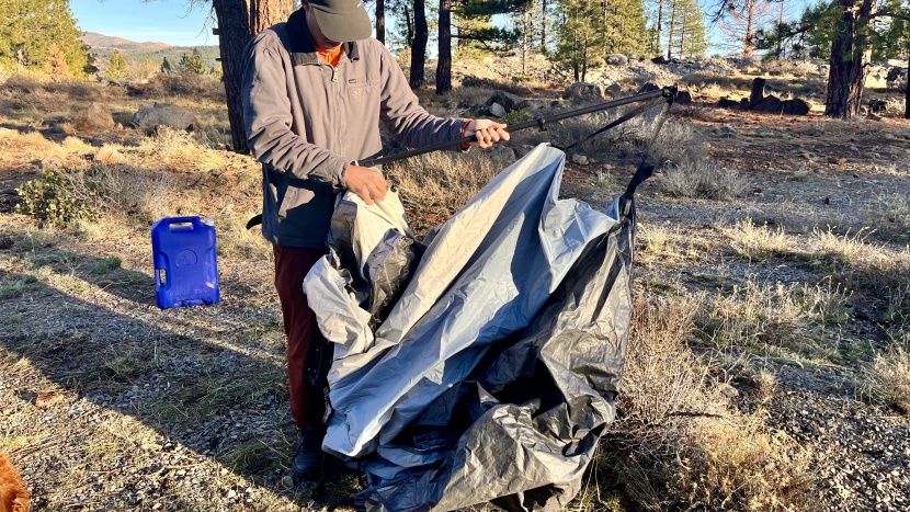 the caddis shower tent rapidly deploys and is packed with features...