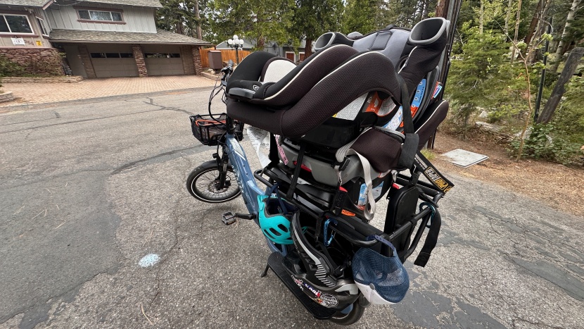 we ride cargo bikes with kids and small items. then we have a little...