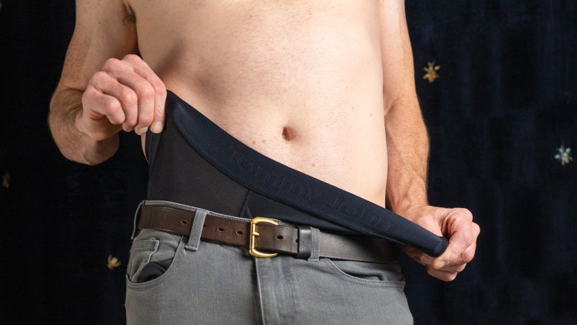 our hardworking boxer brief tester, showing the very limits of the...