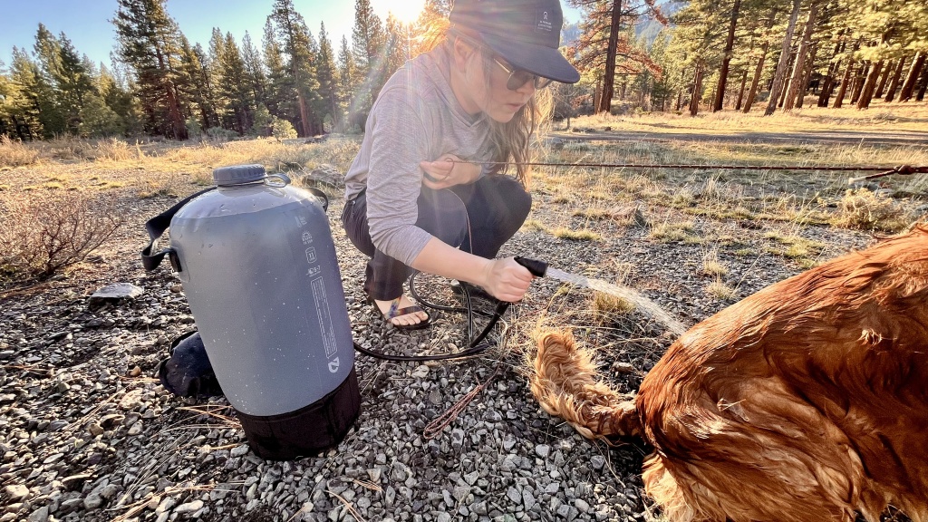 nemo helio pressure shower - the helio has great pressure for hosing off muddy pups.
