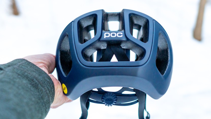 viewing the helmet in front of a light source reveals how well air...