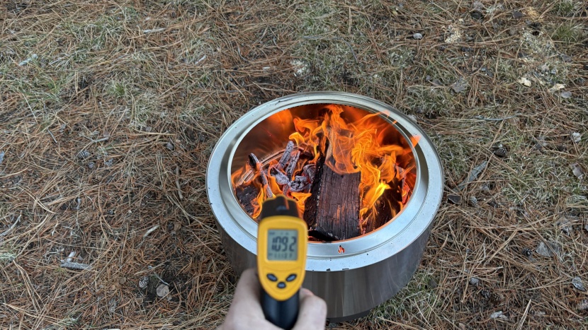 solo stove summit 24" - our infrared thermometer gives us a baseline on how hot each fire...