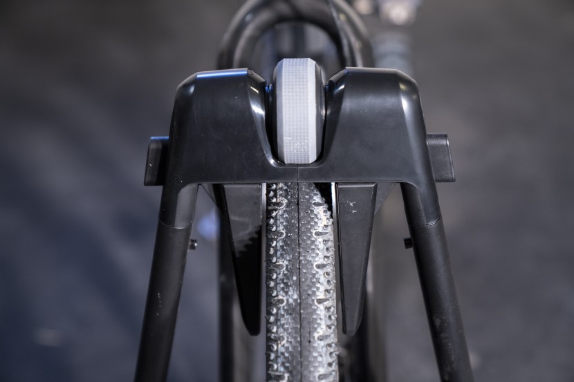 wahoo kickr rollr - our 50mm gravel tires were very snug in the rollr.