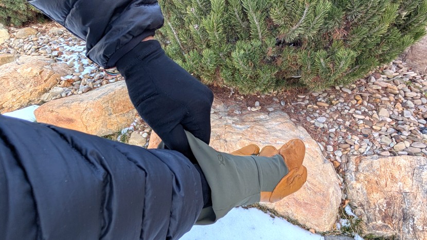 testing our smartwool gloves as a liner. they fit perfectly into...