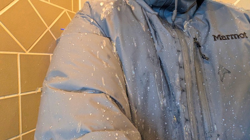 water beads up and immediately rolls off the gore-tex shell, never...