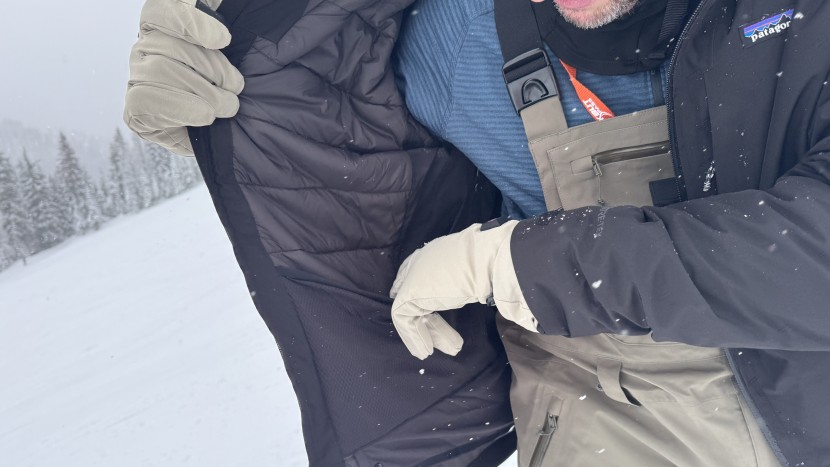 the large mesh stash pocket lets you pack extra goggles or lenses in...