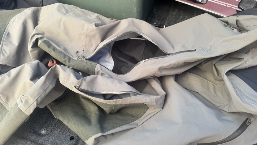 the flylow baker bib (shown) and chemical pants feature four vents...