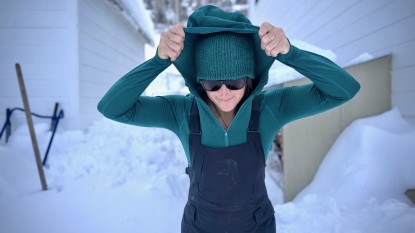 stio trax power grid half zip hoodie for women