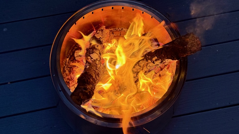 looking down at the east oak fuoco in fine fire form.