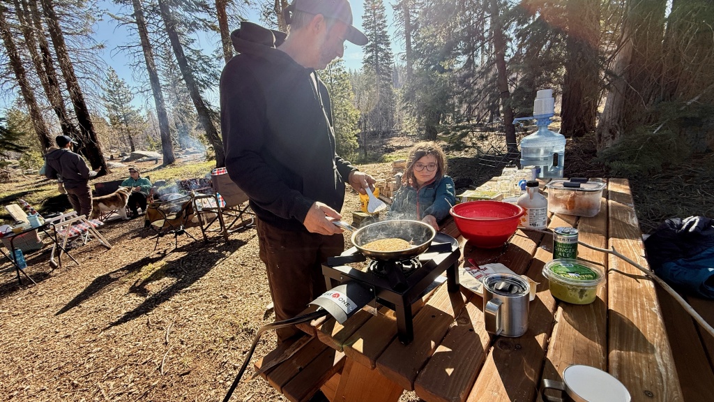 camping stove - testing the gas one in spring 2026. even on a mostly windless day...