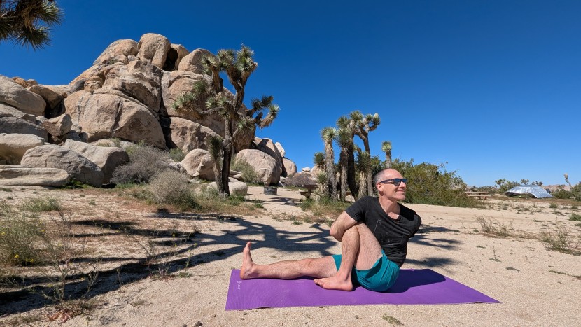 yoga mat - even in a joshua tree campground, the gaiam premium 6mm delivers...