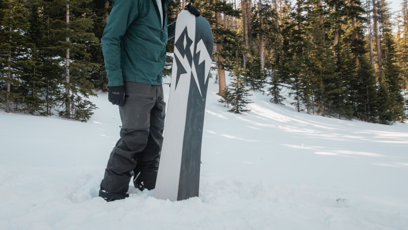 jones solution splitboard - a tapered directional shape helps make the solution maneuverable in...