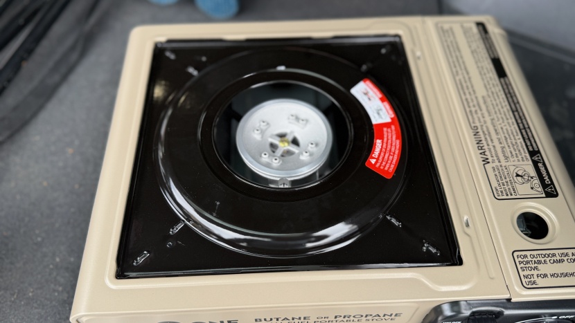 the grill grate flips over for easy storage.