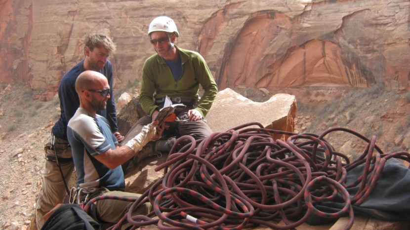 maxim glider - baron weller, brandon ransom and curtis smith contemplate routes at...